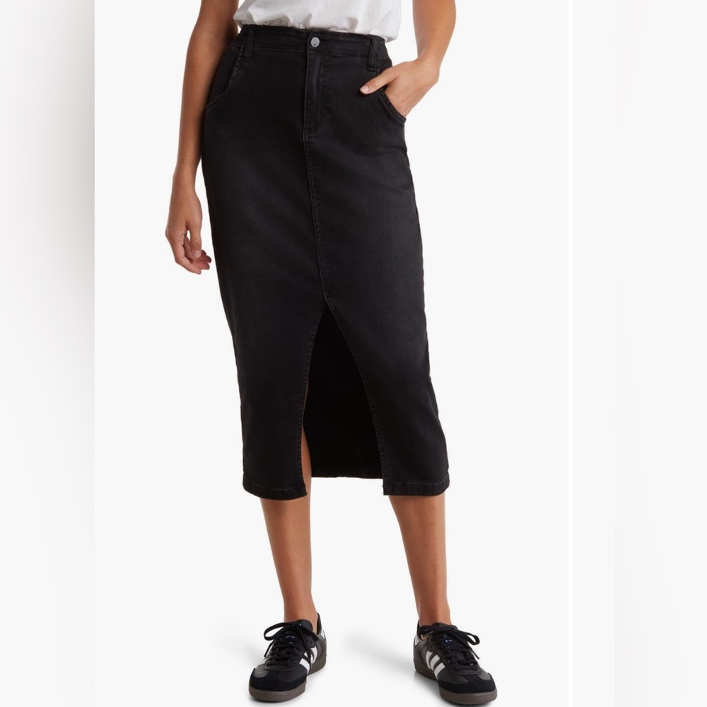 Wash Lab Denim Black midi skirt size 30